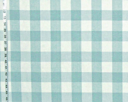 Blue green buffalo check fabric spa grey Seaglass