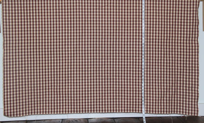 Brown tan checked fabric gingham tea stained Espresso FLAWED- 36"
