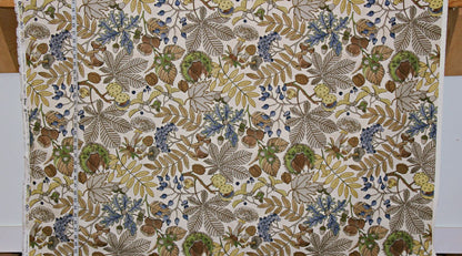Arts and Crafts fabric Craftsman nature fall leaves nuts mushrooms