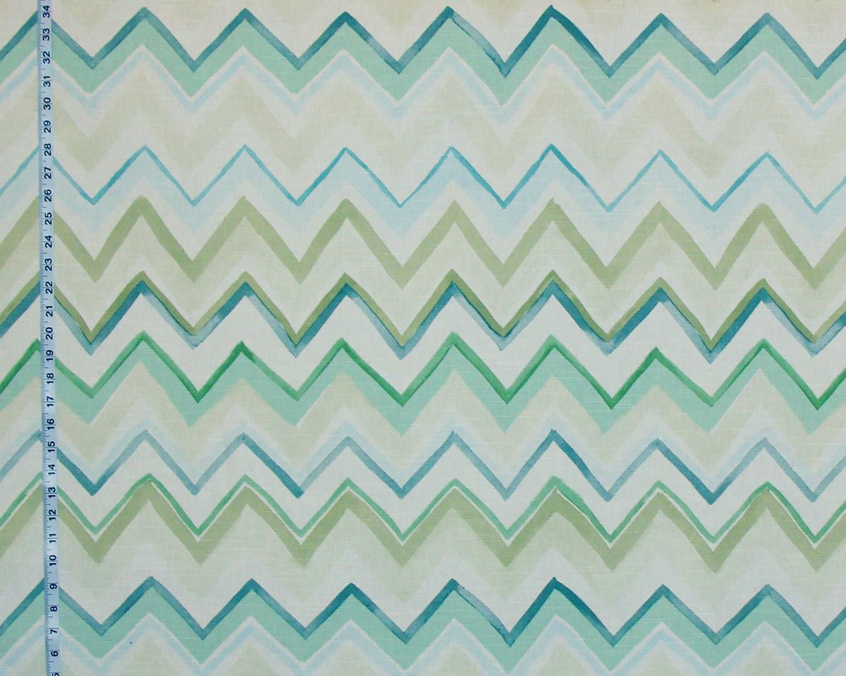 Green Chevron Stripe Fabric Watercolor Aqua Sea Glass