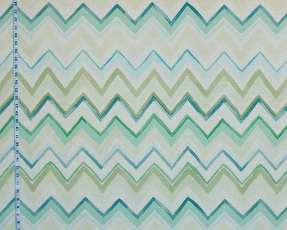 Green Chevron Stripe Fabric Watercolor Aqua Sea Glass