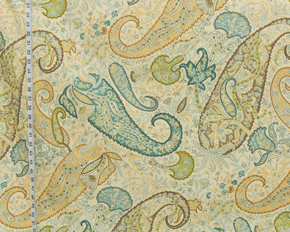 Clarence House Fabric teal brown paisley Chutney