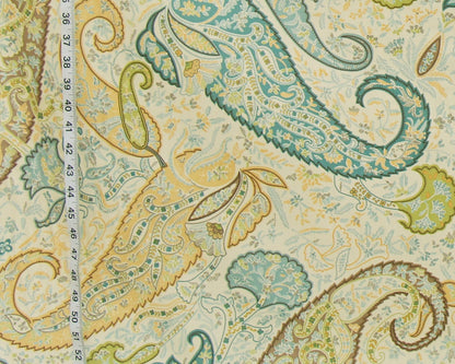 Clarence House Fabric teal brown paisley Chutney