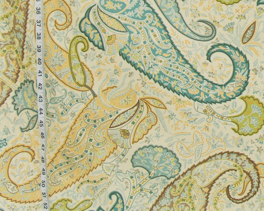 Clarence House Fabric teal brown paisley Chutney