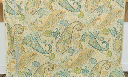 Clarence House Fabric teal brown paisley Chutney