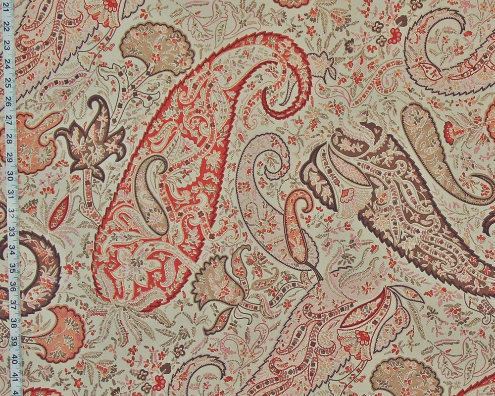 Clarence House Fabric orange pink paisley Chutney