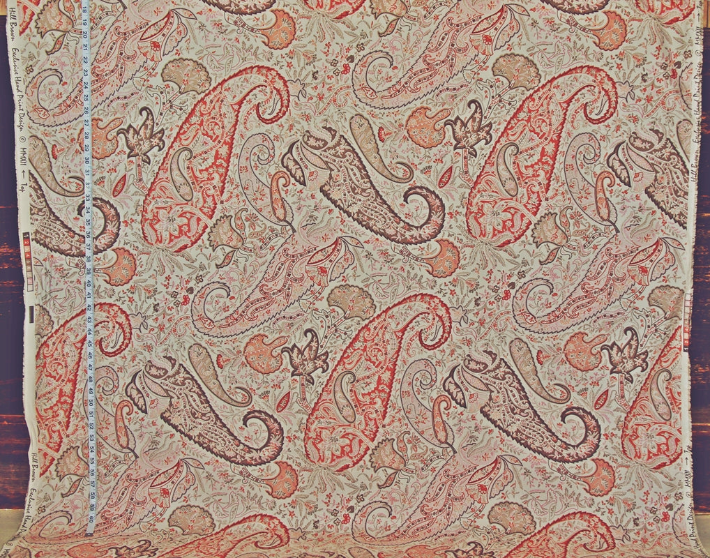 Clarence House Fabric orange pink paisley Chutney