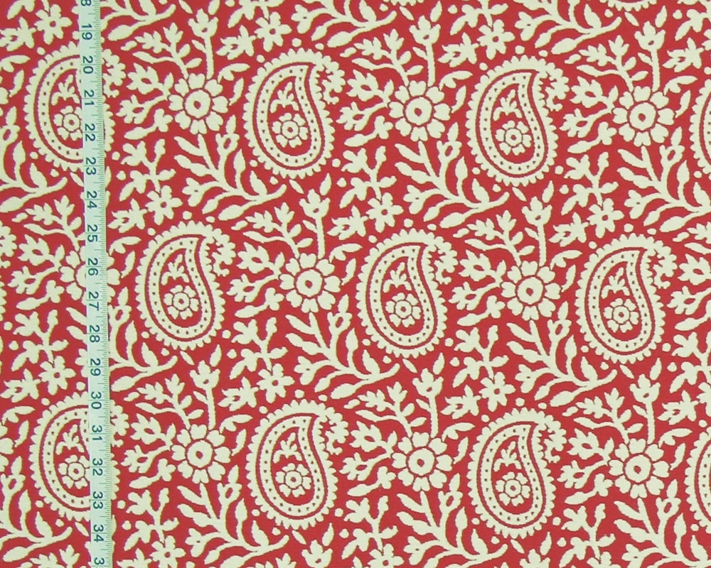 Clarence House Fabric Red-Orange Paisley Upholstery Chanderi