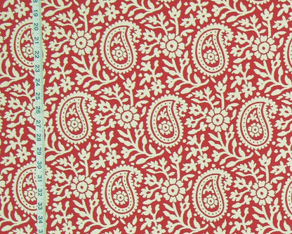 Clarence House Fabric Red-Orange Paisley Upholstery Chanderi