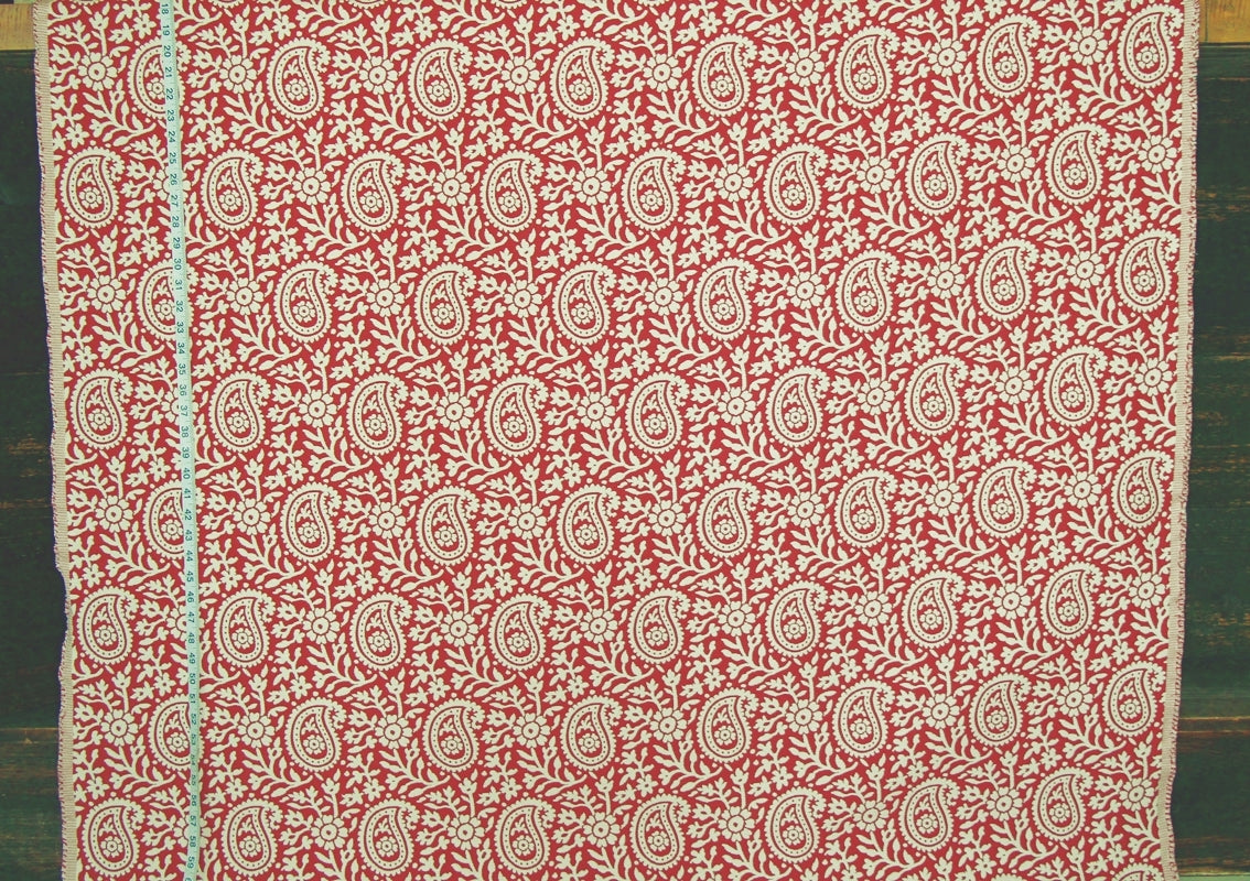 Clarence House Fabric Red-Orange Paisley Upholstery Chanderi