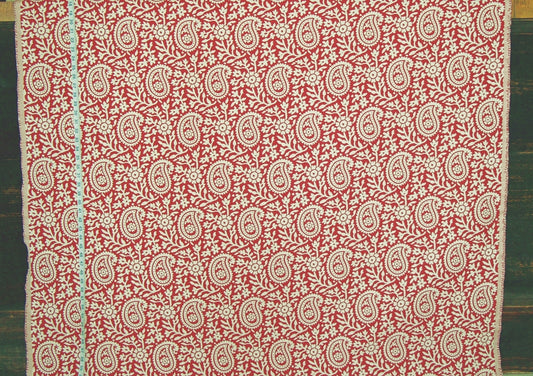 Clarence House Fabric Red-Orange Paisley Upholstery Chanderi