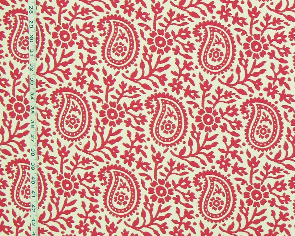 Clarence House Fabric Red-Orange Paisley Upholstery Chanderi