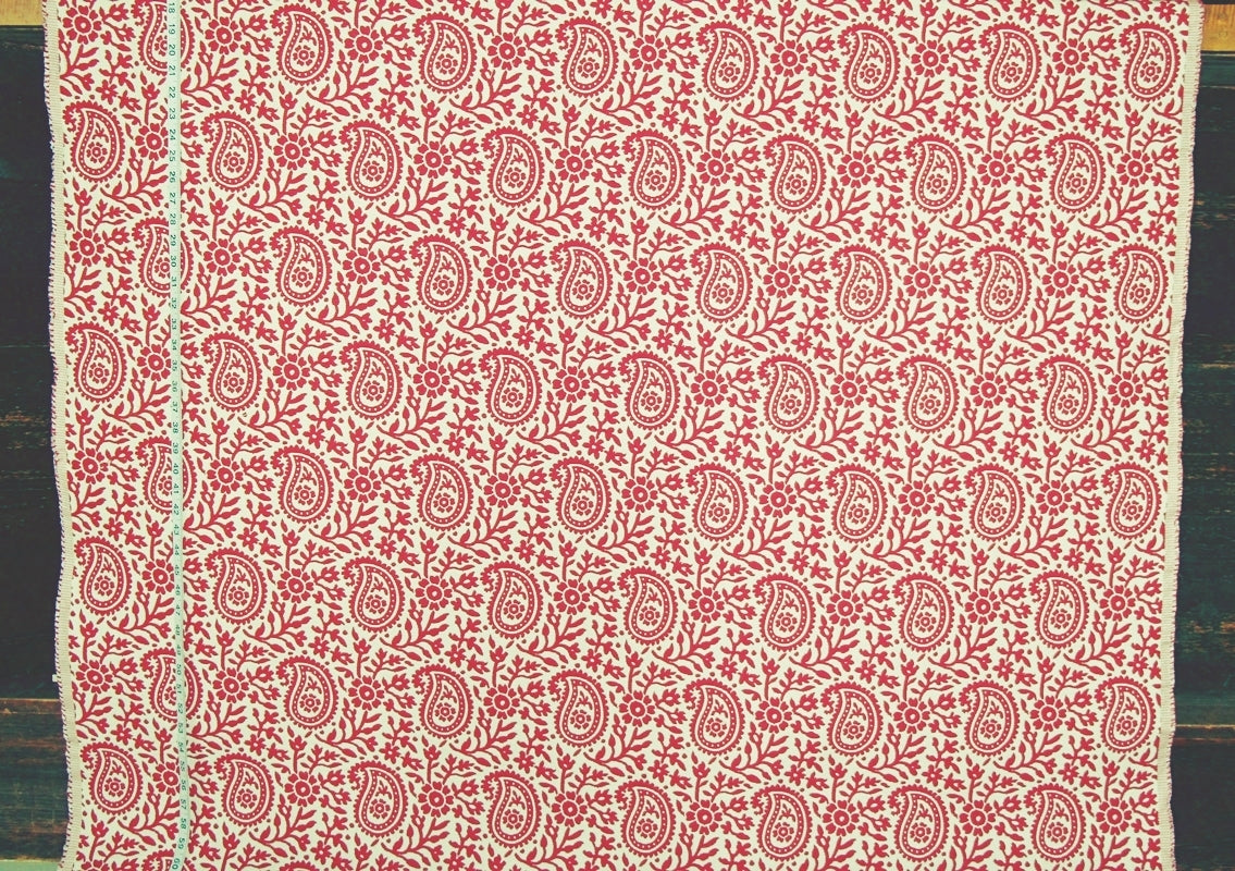 Clarence House Fabric Red-Orange Paisley Upholstery Chanderi