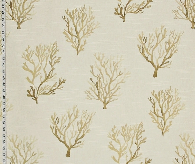 Brown Coral Fabric Taupe Tan Ocean Watercolor
