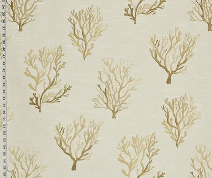 Brown Coral Fabric Taupe Tan Ocean Watercolor