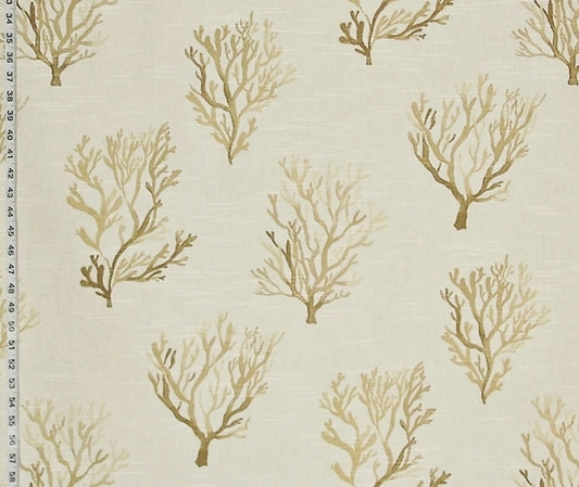 Brown Coral Fabric Taupe Tan Ocean Watercolor