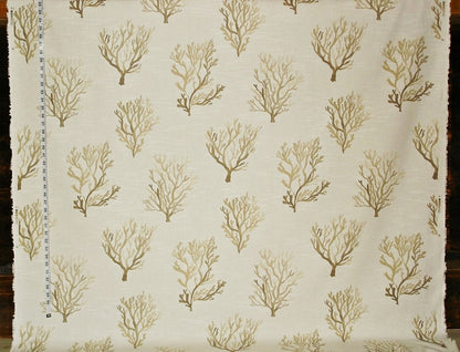 Brown Coral Fabric Taupe Tan Ocean Watercolor
