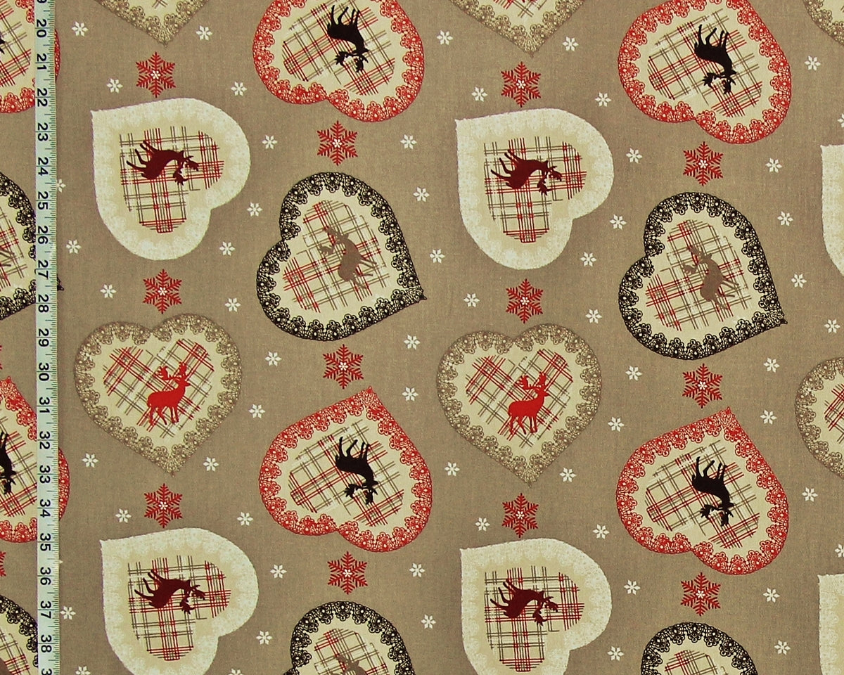 Deer heart fabric winter snowflake plaid chalet cabin lodge decorating