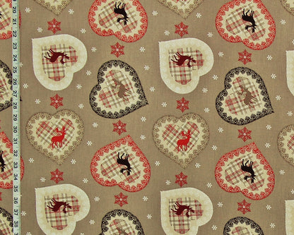 Deer heart fabric winter snowflake plaid chalet cabin lodge decorating
