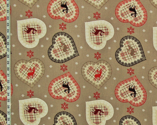 Deer heart fabric winter snowflake plaid chalet cabin lodge decorating