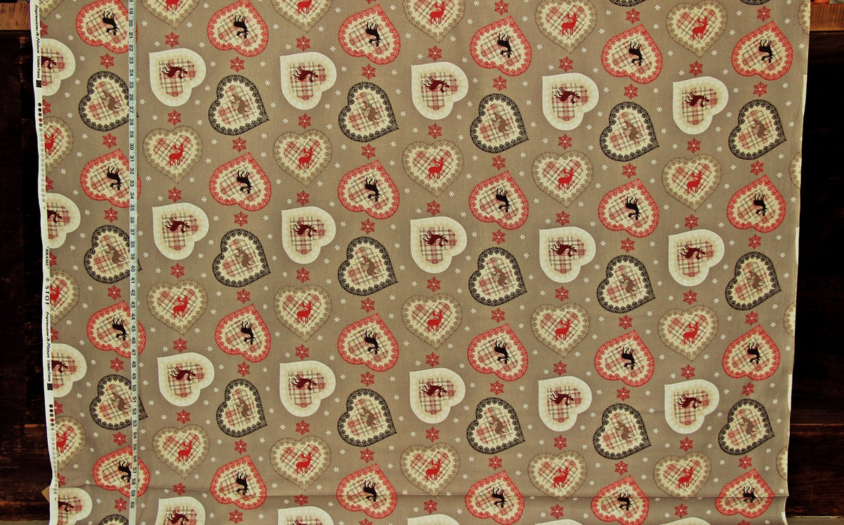 Deer heart fabric winter snowflake plaid chalet cabin lodge decorating