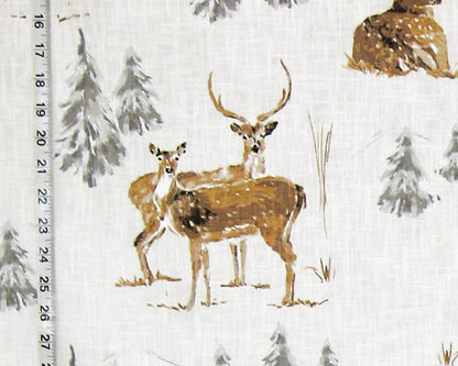 Winter deer fabric forest trees nature