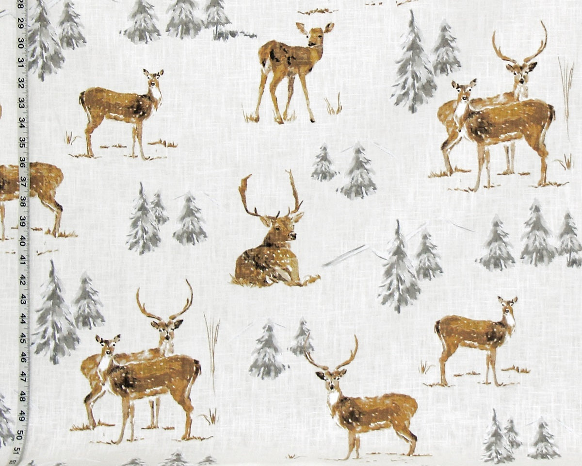 Winter deer fabric forest trees nature