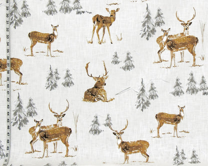 Winter deer fabric forest trees nature