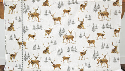 Winter deer fabric forest trees nature