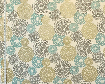 Lace Doily Fabric Aqua Silver Gold Metallic