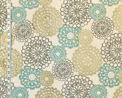 Lace Doily Fabric Aqua Silver Gold Metallic