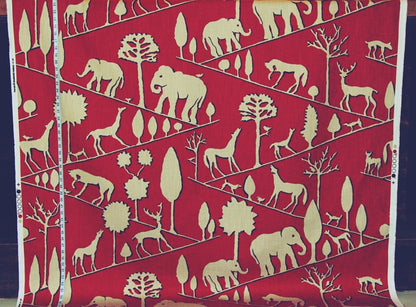 Animal Elephant Silhouette Fabric Horse Deer Dog Red