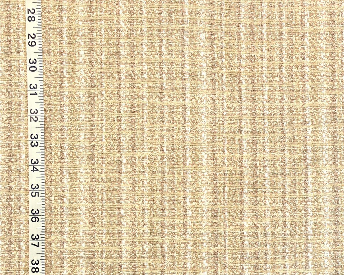 Clarence House Fabric Tan, Beige, Cream, Chenille Tweed Plaid Upholstery Enjoliver