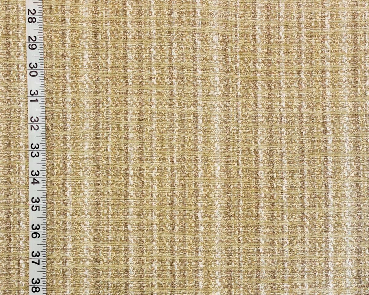Clarence House Fabric Gold, Tan, Beige, Chenille Tweed Plaid Upholstery Enjoliver