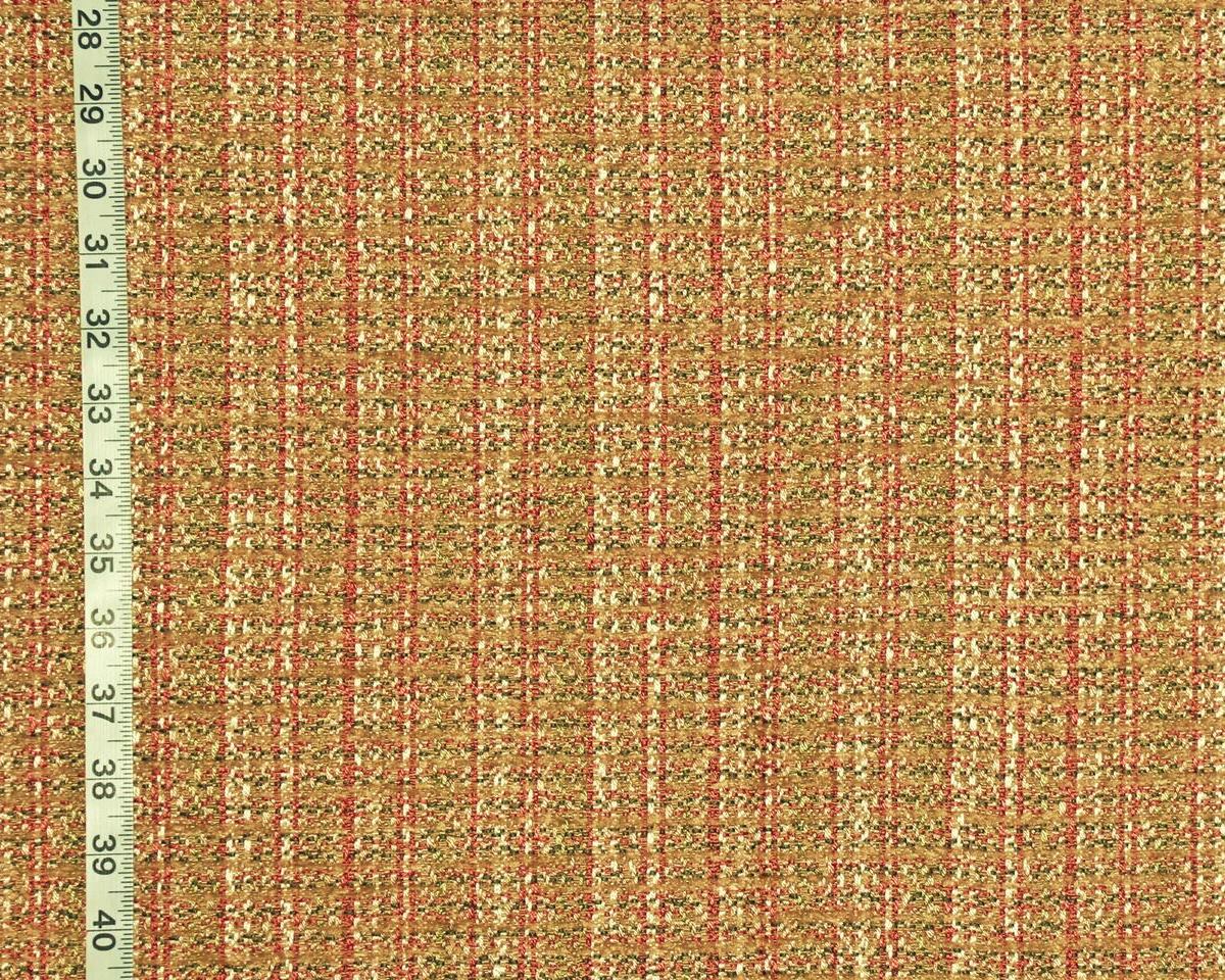 Clarence House Fabric Gold-Orange Chenille, Tweed, Plaid, Upholstery, Enjoliver