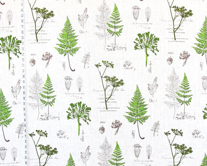 Green fern fabric botanical nature toile meadow linen