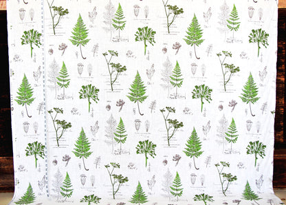 Green fern fabric botanical nature toile meadow linen