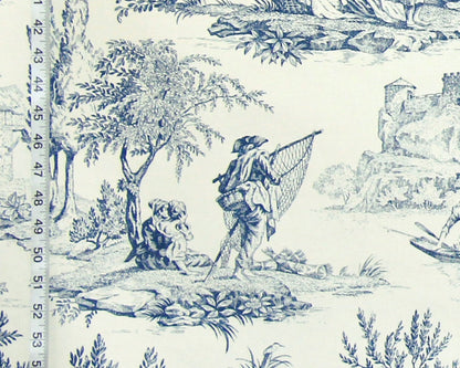Schumacher Fabric Blue Fisherman Toile Fish