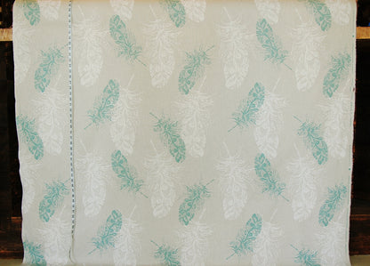 Aqua lace feather fabric angel