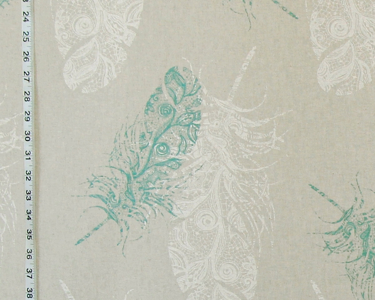 Aqua lace feather fabric angel