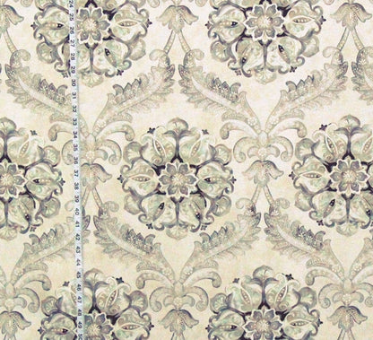 Aqua Floral Fabric French Fleur de lys Seaglass