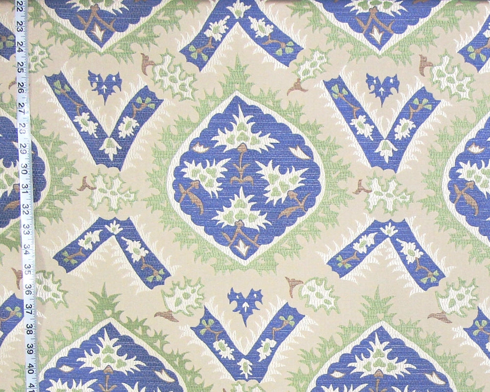 Clarence House Blue Floral Fabric, Upholstery, Middleton, Lampas