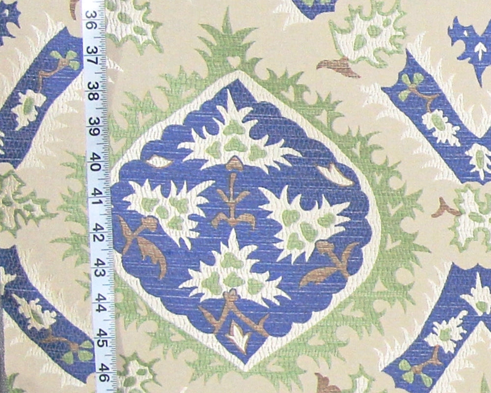 Clarence House Blue Floral Fabric, Upholstery, Middleton, Lampas