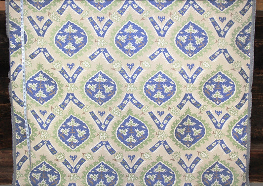 Clarence House Blue Floral Fabric, Upholstery, Middleton, Lampas