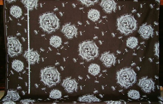 Dandelion Fabric - Brown Flower Dock Clock Linen