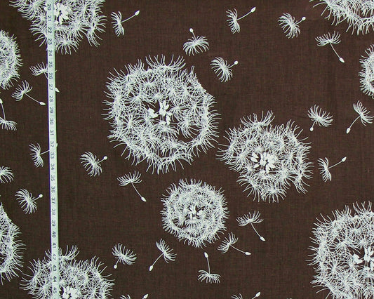 Dandelion Fabric - Brown Flower Dock Clock Linen