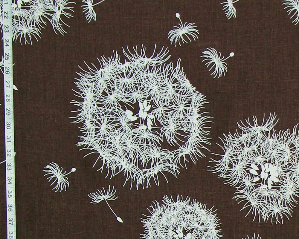 Dandelion Fabric - Brown Flower Dock Clock Linen