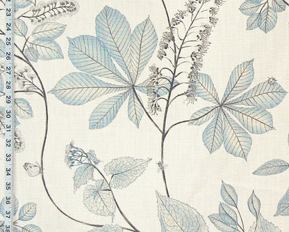 Fall nature fabric blue flowers leaves butterfly bugs