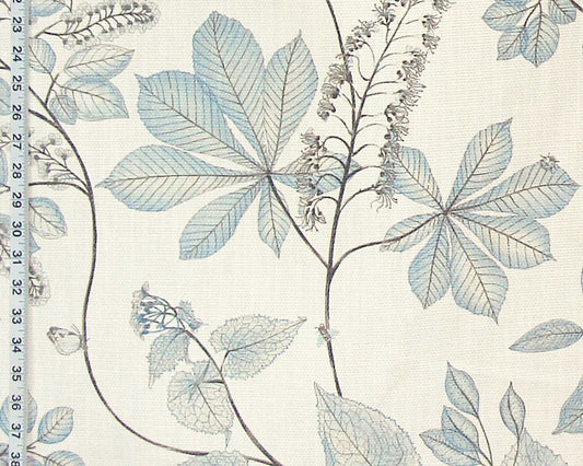 Fall nature fabric blue flowers leaves butterfly bugs