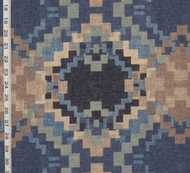 Textile with geometric pattern and measurement scale on the side
